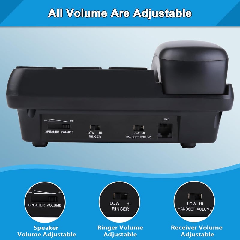 Sangyn Landline Phones for Seniors with Large Button Corded Telephone for Home with Amplified Loud Ringer Volume Adjustable One-Touch Dialing Big Button Telephones for Visually Hearing Impaired,Black - Image 4